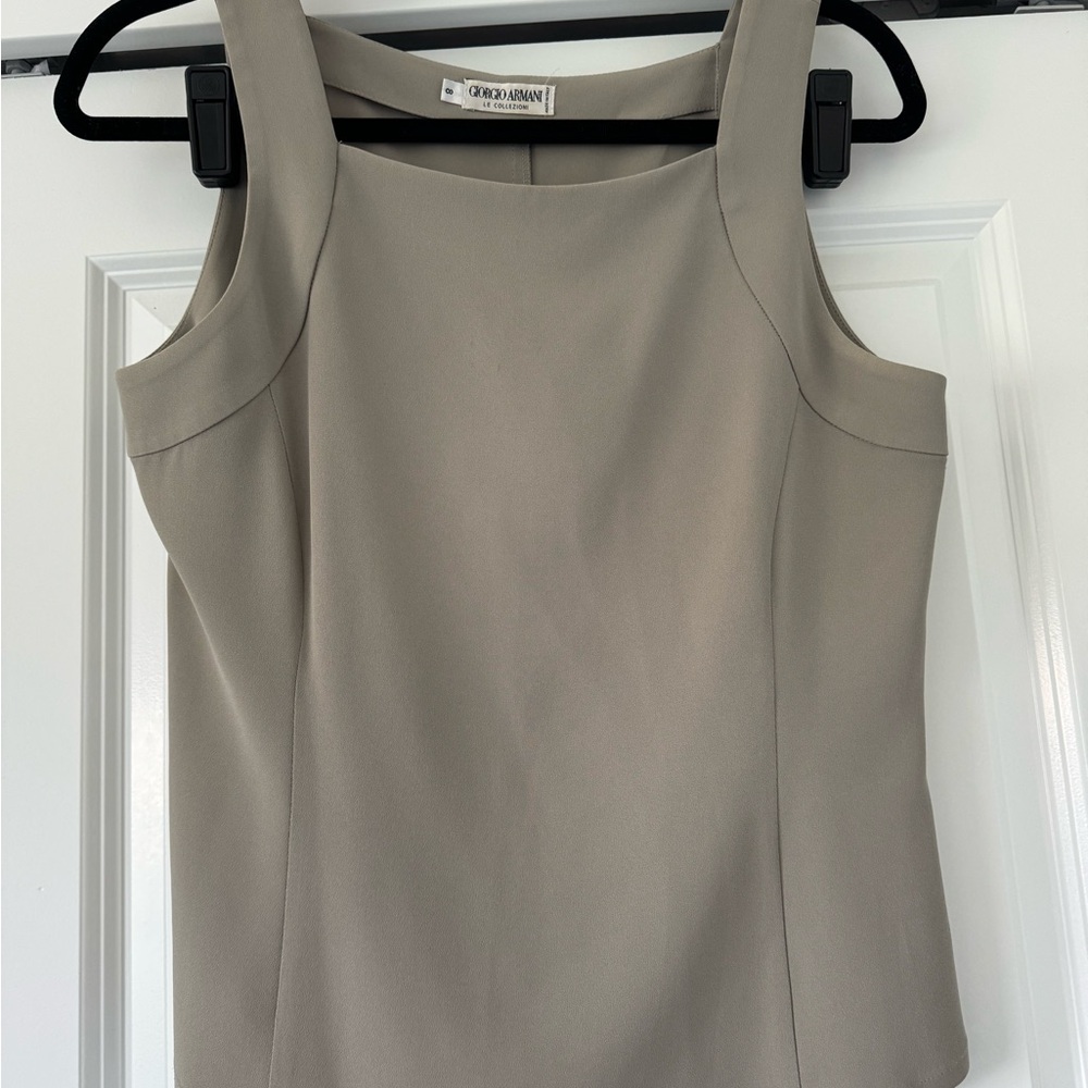 Giorgio Armani Taupe/Grey Sleeveless Blouse